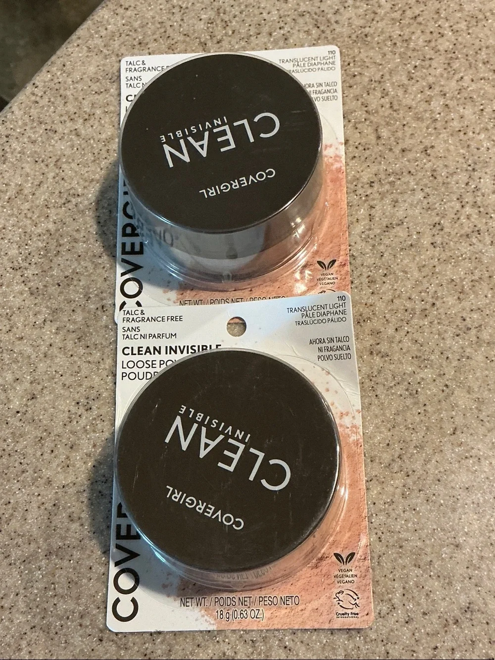 Lot of 2 Covergirl Clean Invisible Loose Powder #110 Translucent Light 0.63 oz